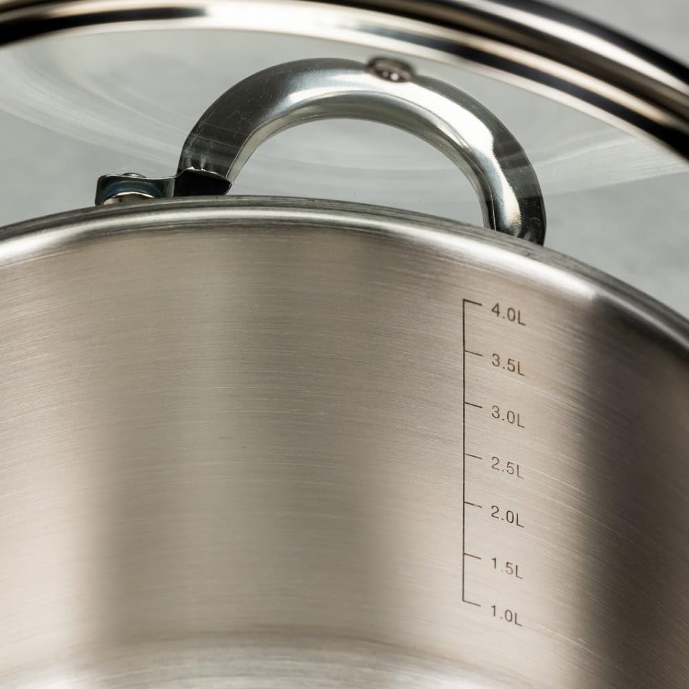 Topf Induktion Kochtopf, Edelstahl, mit Glasdeckel Dampfloch, unbeschichtet, für alle Herdarten, Spü