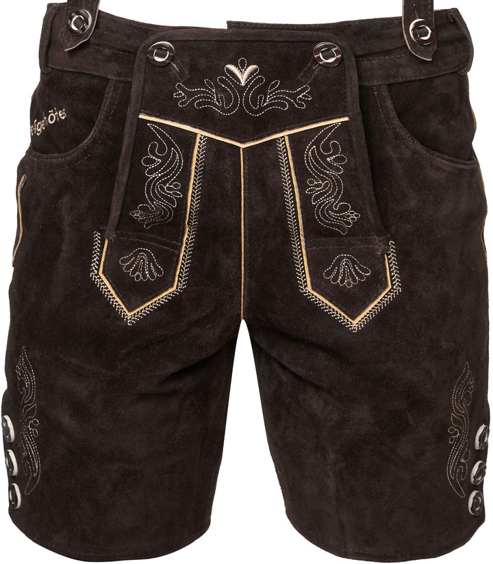STEIGENHÖFER Lederhose Herren Tracht kurz - Anton - Trachtenhose mit Trägern - 100% Rindsleder - Tra