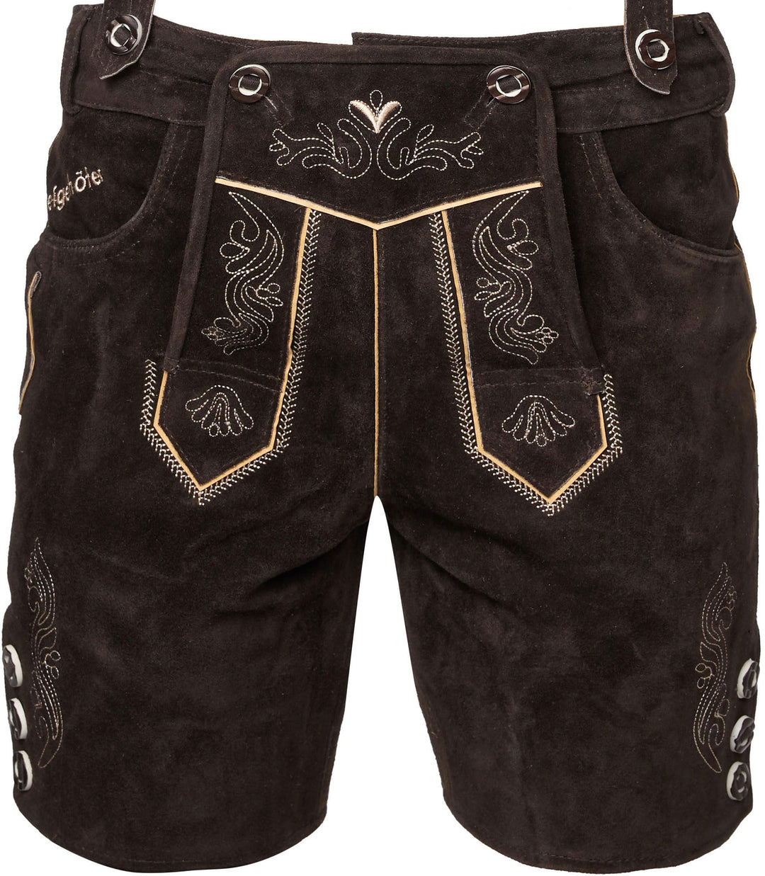 STEIGENHÖFER Lederhose Herren Tracht kurz - Anton - Trachtenhose mit Trägern - 100% Rindsleder - Tra