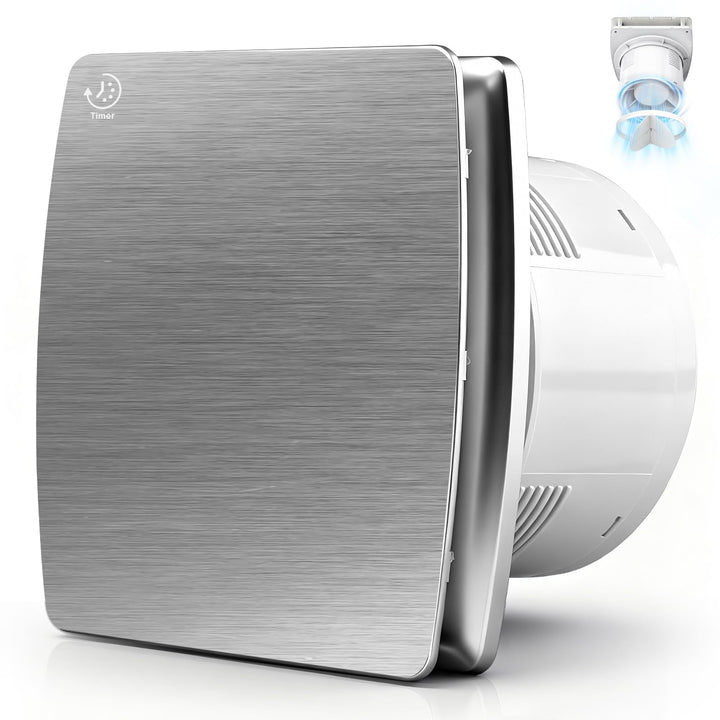 100mm Badlüfter mit Rücklaufklappe & Timing Energieeffizient Lüfter 12W | Leiser Wandventilator Ablu