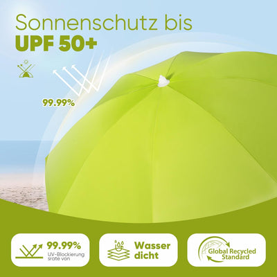 Sekey® Sonnenschirm| Stabil Strandschirm mit Bodenhülse & Schutzhülle für Balkon Garten & Terrasse|