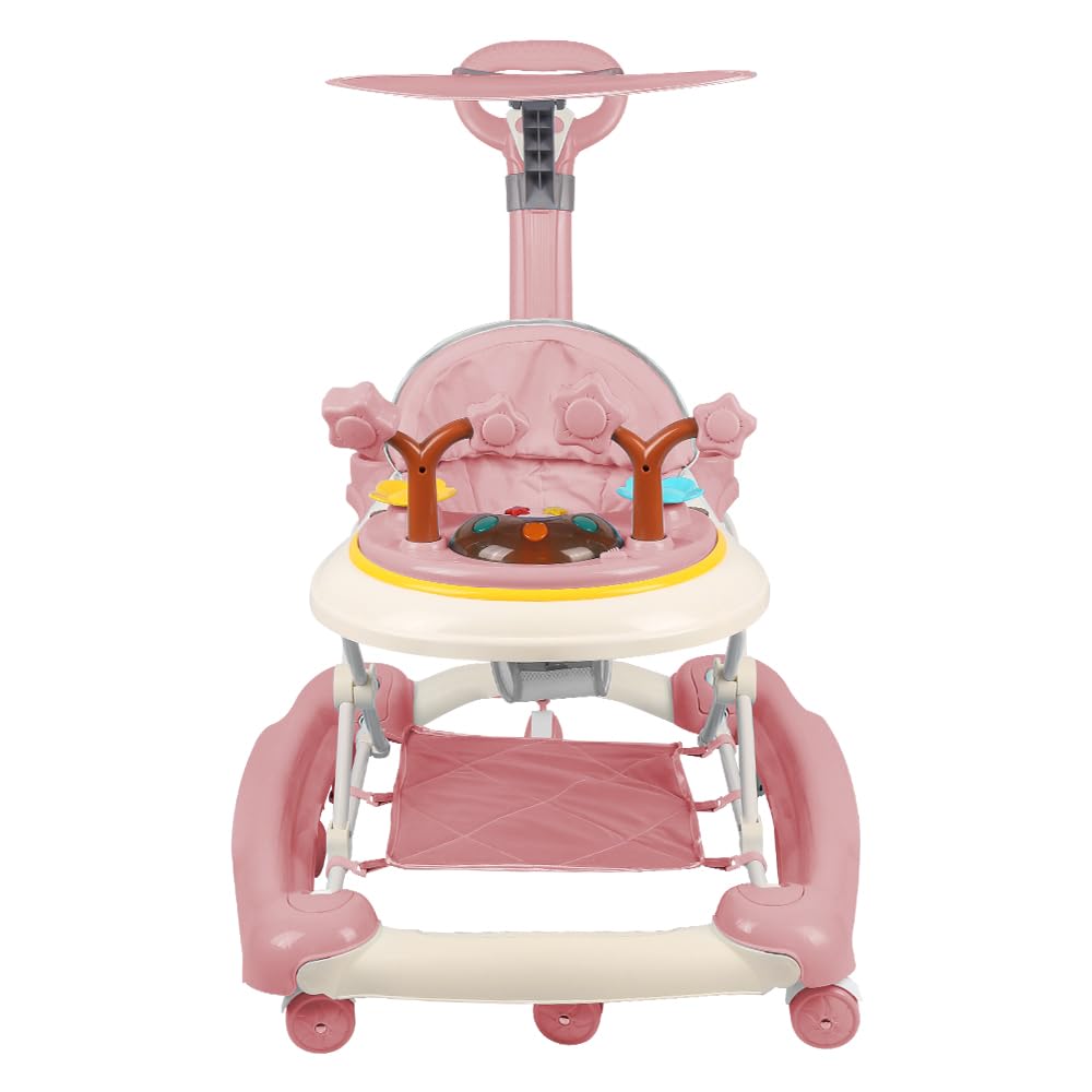 Baby Lauflernhilfe, Baby Walker Höhenverstellbar, Überrollsicherer Lauflernwagen mit Leisen 360°-Lau