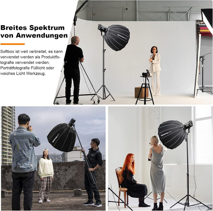 SOONPHO SP-90 90cm/35.43in Deep Parabolic Softboxen mit Schnellverschluss Bowens Mount Softbox für A