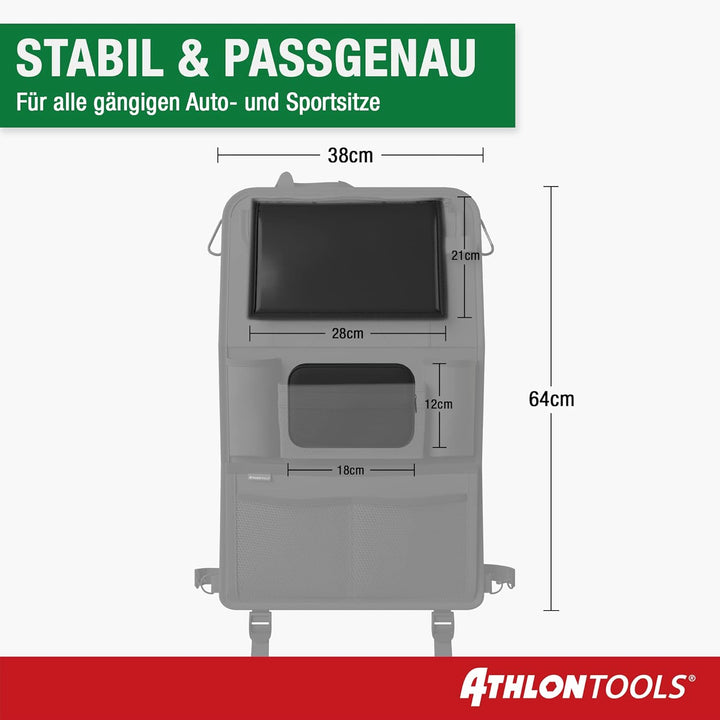 ATHLON TOOLS Der stabilste Autositz-Organizer - mit verstärkter Rückwand - Lebensmittelecht - mit in