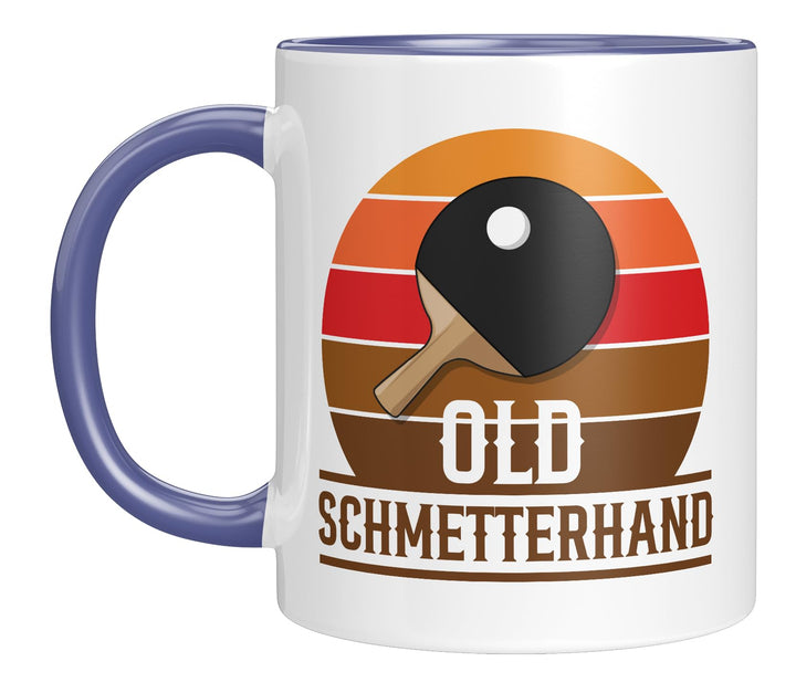 Lustige Tischtennis Tasse | Old Schmetterhand Retro Design | Geschenkidee für Ehemann, Vater, Opa Bl