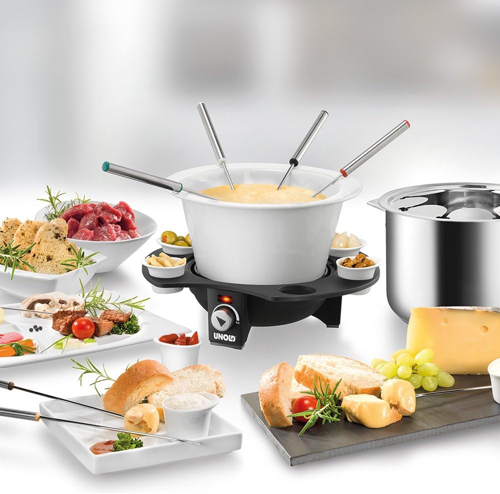 UNOLD Fondue-Elegance, Fondue-Set, Wechseltopf (Edelstahl/Keramik), Zubehör, für 8 Personen, 48645