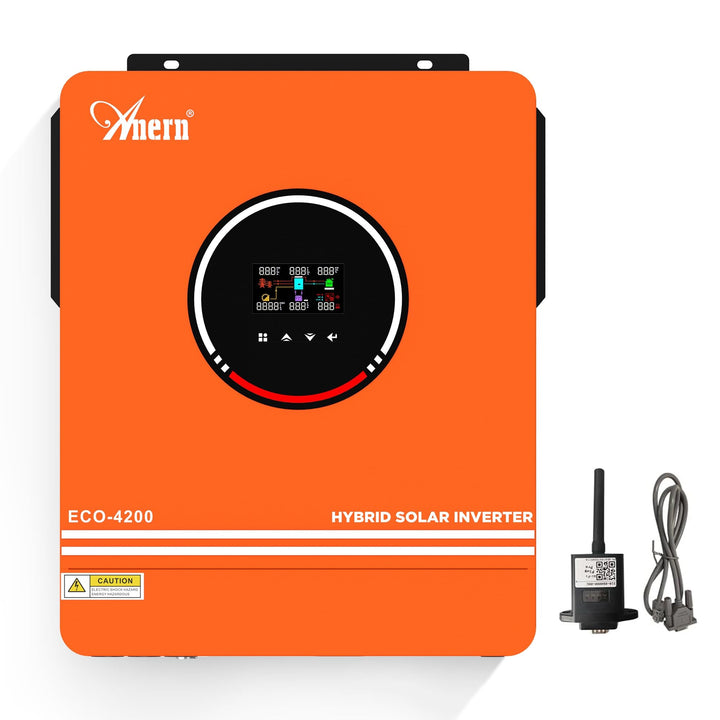 Anern 4200W Hybrid Wechselrichter Solar mit WiFi Modul 24VDC auf 220V/230V AC mit 120A MPPT Solarreg