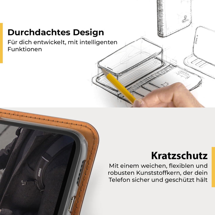 Snakehive iPhone 11 Hülle Leder | Stylische Handyhülle mit Kartenhalter & Standfuss | Handyhülle Sch