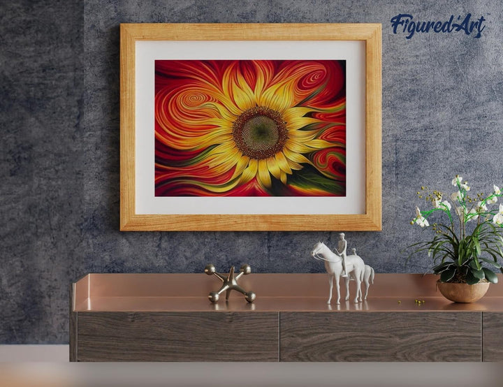 Figured'Art Malen Nach Zahlen Erwachsene Mit Rahmen Künstlerische Sonnenblume - Paint by Numbers Bas