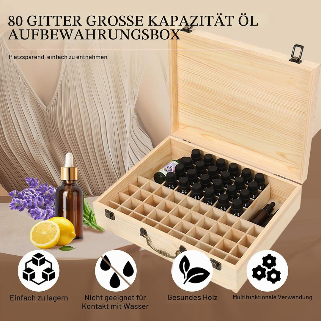 RoseFlower 80 Löcher Ätherisches Öl Aufbewahrungsbox Duftöle Display Ständer Behälter, Essential Oil