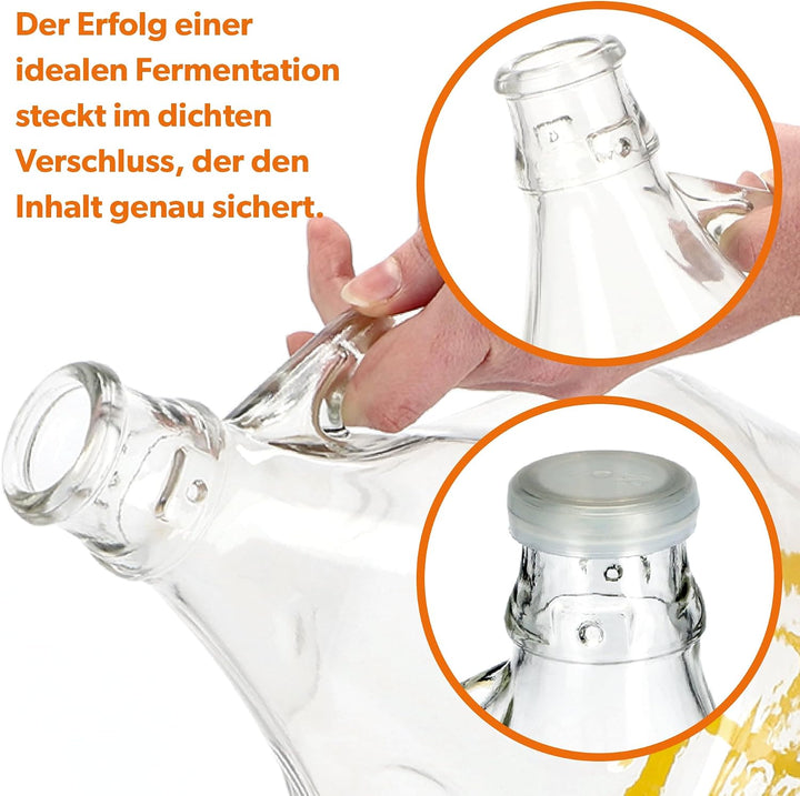 KADAX Weinballon 5L, Glasballon für Wein 6 stück, Weinfass aus glas, Gärballon, Fass für Wein aus Gl