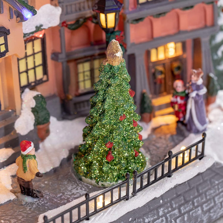 HOMCOM Weihnachtsdorf Weihnachtsdeko mit LED Tischdeko Weihnachtsstadt Winterlandschaft Winterdorf m