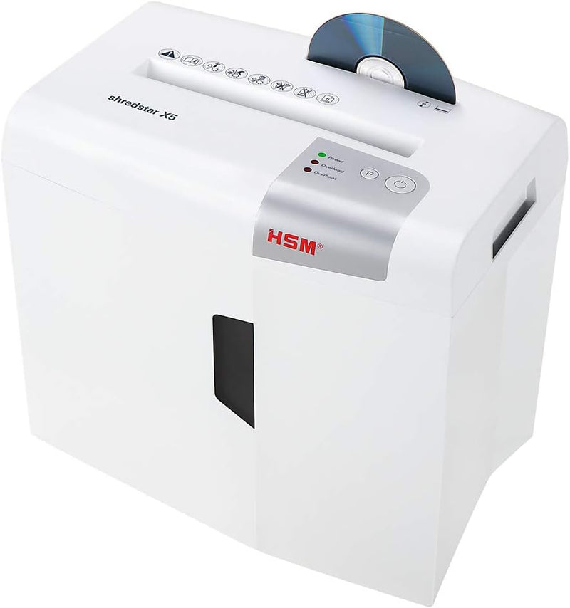 HSM shredstar X5 Aktenvernichter, Sicherheitsstufe P-4, 5 Blatt (Partikelschnitt) mit CD-Schredder w