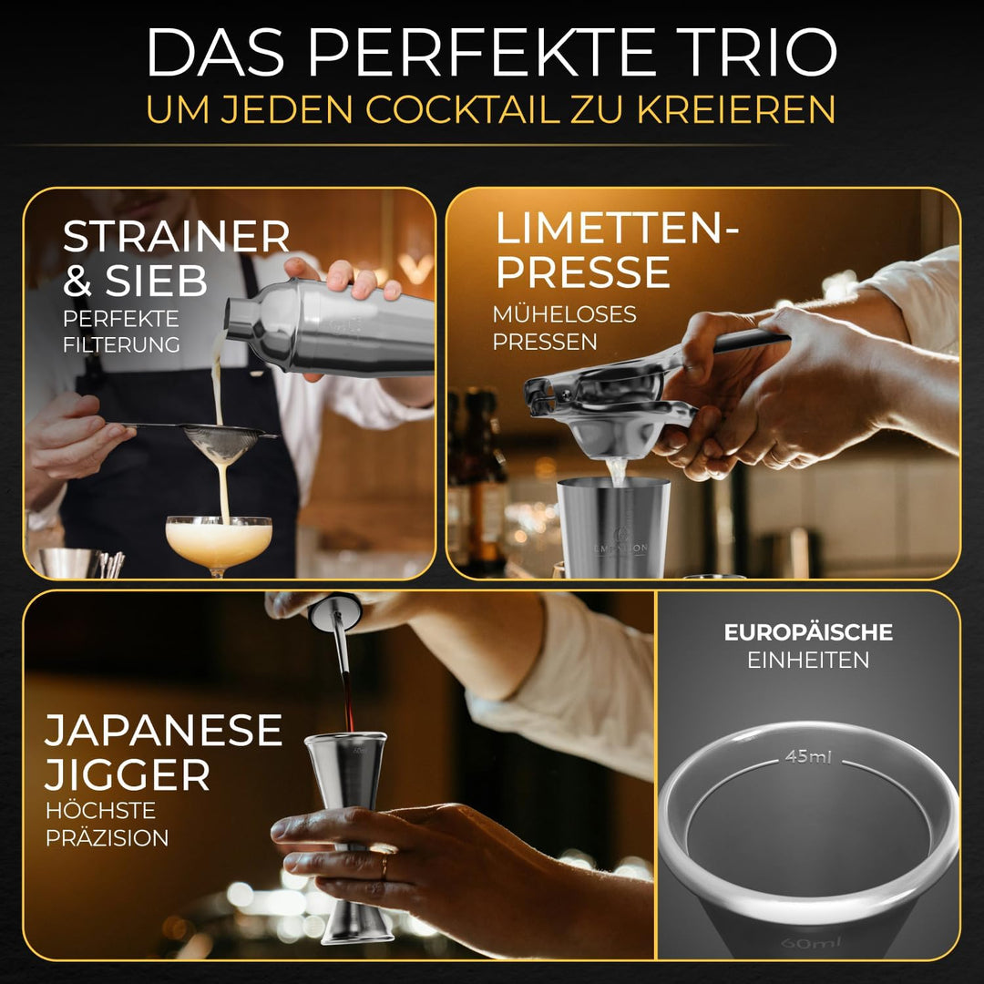 EMPATION Cocktail Set, 700ml Cobbler Cocktail Shaker aus Edelstahl, sicheres Ausgiessen &amp; kein Versc