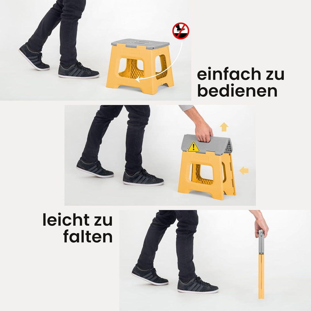 Vigar Kompakte Tritthocker Klappbar für Erwachsene, 32 cm, Klapphocker Faltbar 150 kg rutschfest, Le