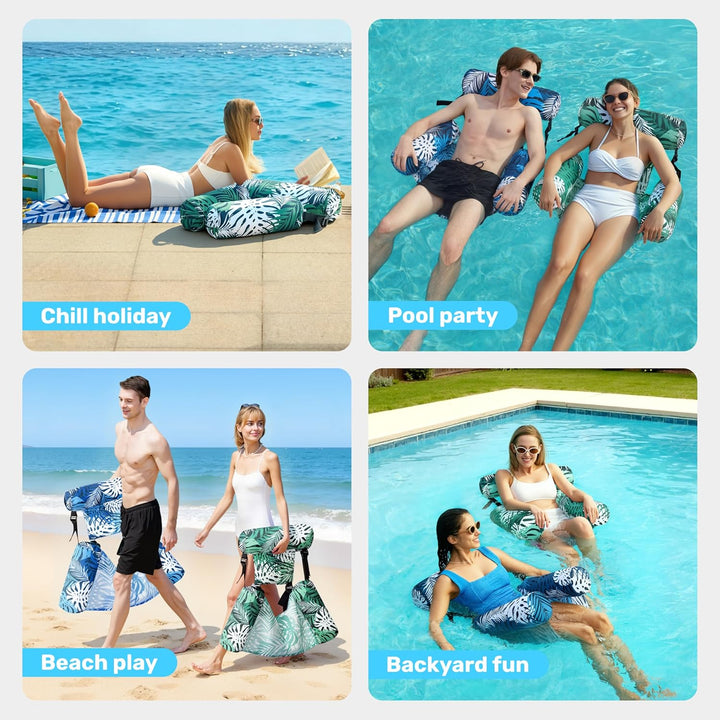 Sloosh 2 Packungen Pool Float Hängematte Stühle, Blumenmuster Wasser schwimmenden Stuhl, Aufblasbare