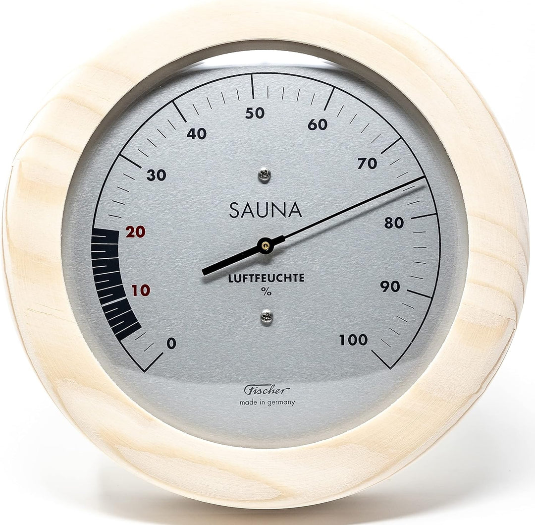 Fischer 196H-03 - Sauna-Hygrometer synthetisch - 155mm Sauna-Luftfeuchtigkeitsmesser – Kiefer-Gehäus