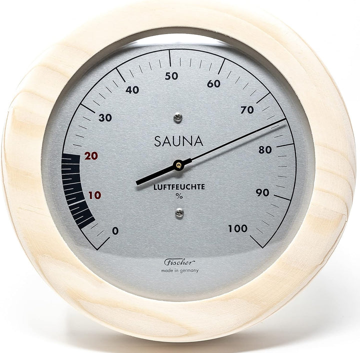 Fischer 196H-03 - Sauna-Hygrometer synthetisch - 155mm Sauna-Luftfeuchtigkeitsmesser – Kiefer-Gehäus