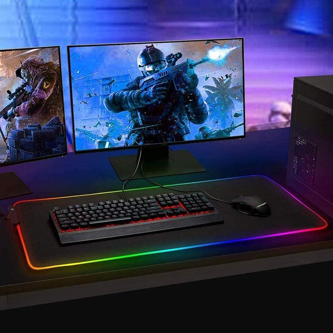 DORRISO RGB Gaming Mauspad 800x300x4mm XL RGB LED Schreibtischunterlage Grosse Mousepad Wasserdicht