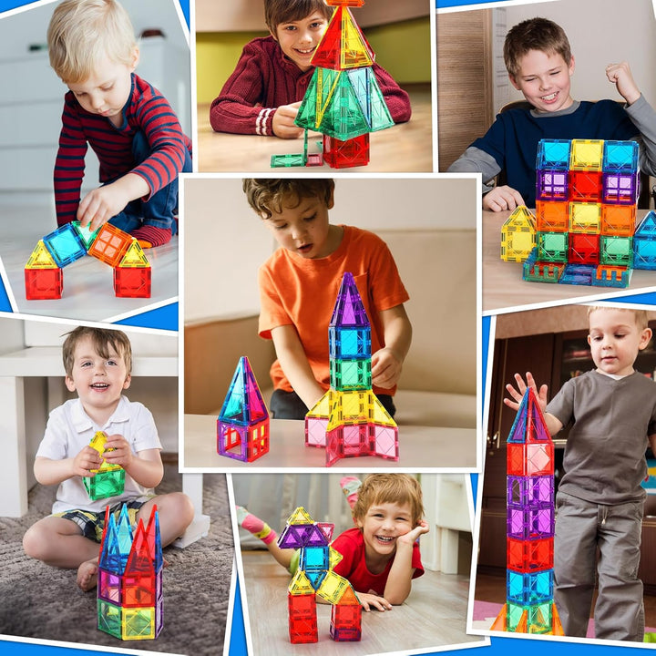 Magnetische Bausteine Kinderspielzeug 100 Teile STEM Magnetbausteine Bauspielzeug Magnet Spielzeug f