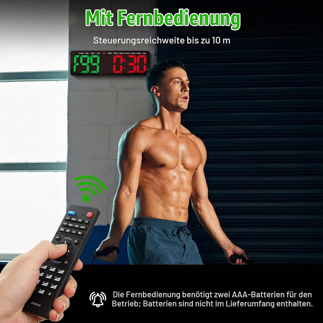16.5" Gym Timer, Digital Fitness Timer mit 8 Modi, Countdown/Up