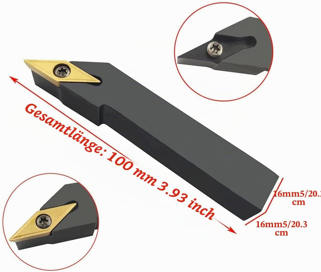 1 x 16 mm SVJCR1616H16 Indexierbarer Hartmetalldrehwerkzeugeinsatz-Halter mit 11 Stück VCMT331/ VCMT