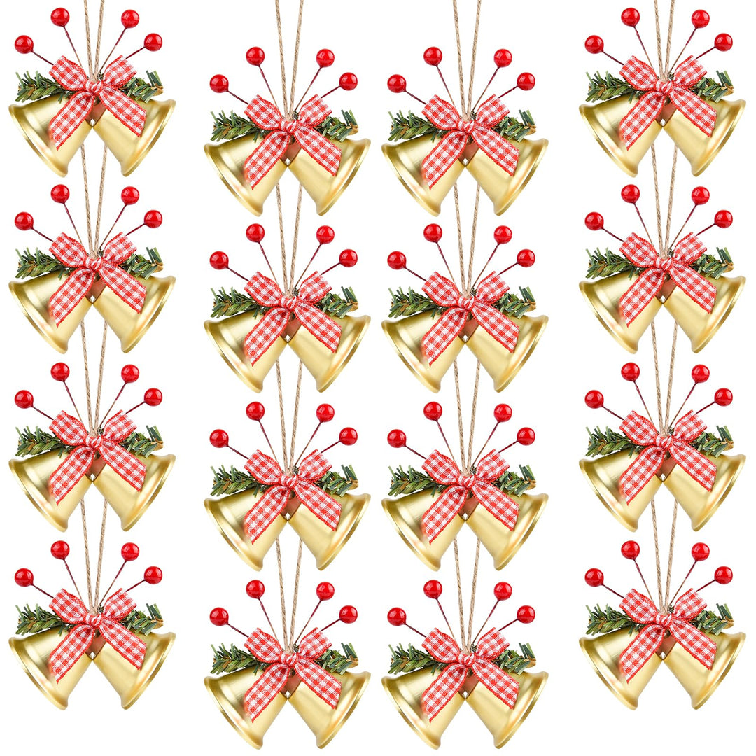 ASTARON 12 Stück Weihnachtsglocken-Ornamente, Weihnachtsbaumschmuck, Glöckchen mit Stechpalmenbeeren