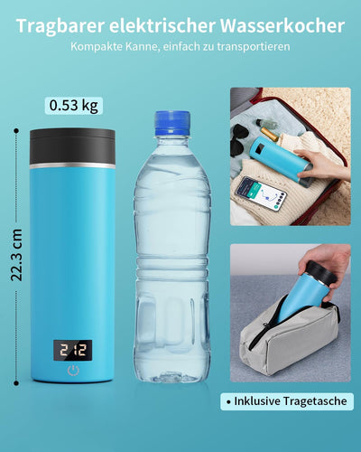 AIRMSEN Wasserkocher Klein mit 6 Temperatureinstellung, 500ml Mini Elektrischer Wasserkocher mit SUS