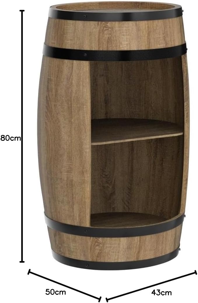 Holzfass Hausbar - Weinschrank im Retro Stil - Weinfass Bar - Weinregal Holz - Holzbar 80cm hoch - E