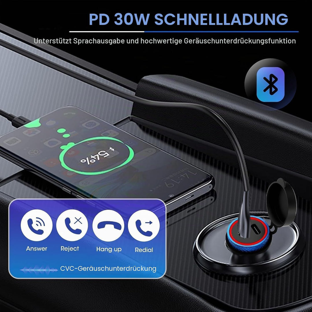 30W Type C+USB Steckdose Adapter für BMW Motorrad DIN Adapter 30W PD USB Aluminium Dose Buchse Wasse