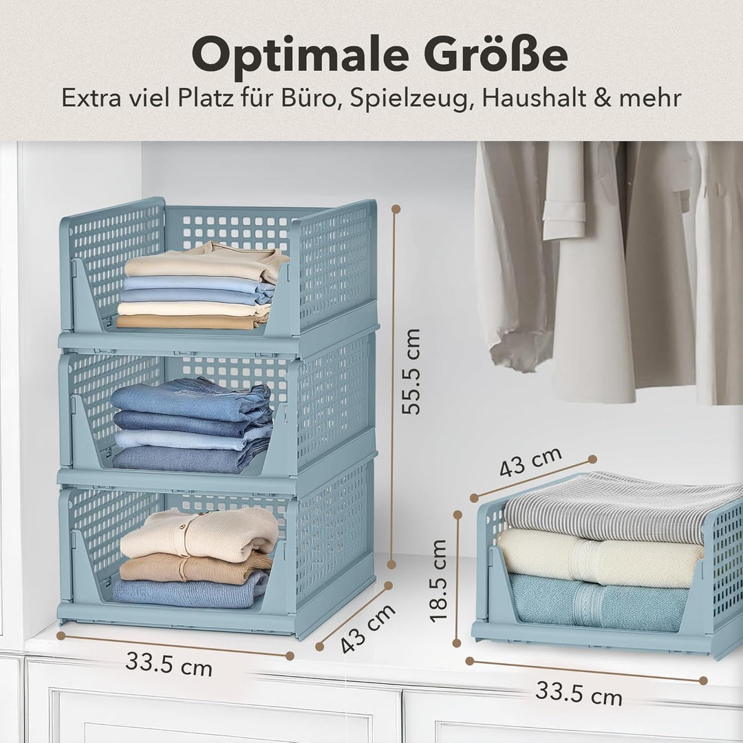 Schrank Organizer 3er Set (Faltbar & Stapelbar) – Kleiderschrank Organizer Boxen, platzsparende Aufb