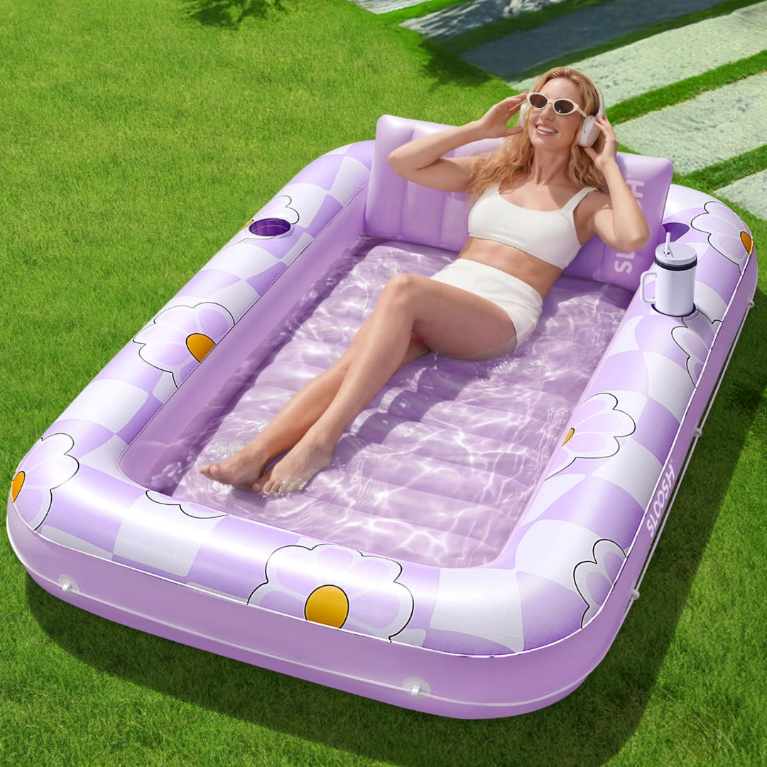SLOOSH Aufblasbare Tanning Pool, 70" x 46" Grosse aufblasbarer Luftmatratze für Erwachsene mit Kisse