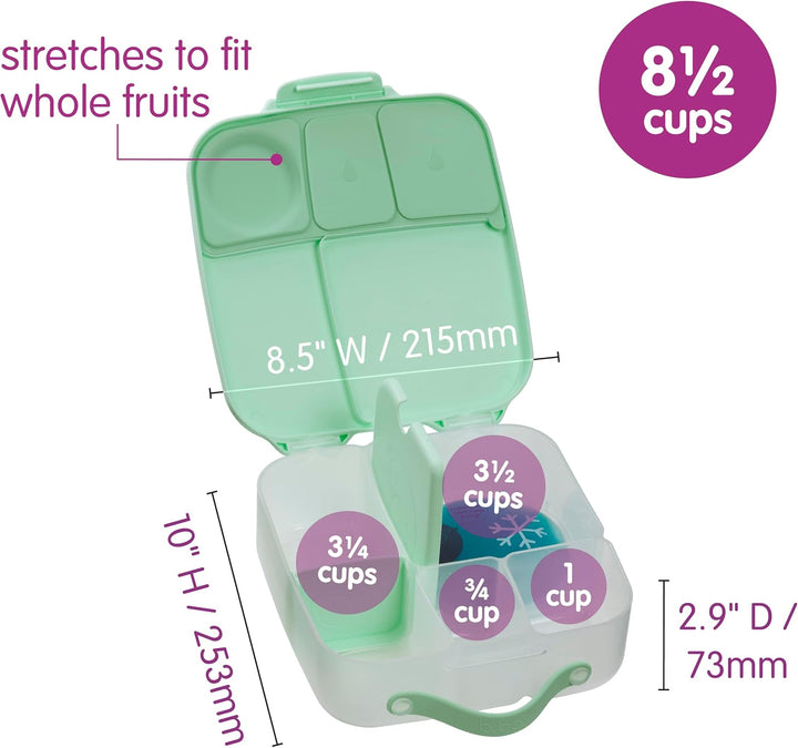 b.box Brotdose | Grosse Bento-Box mit 4 Fächern (2 auslaufsicher), herausnehmbarer Trenner, Gel-Kühl
