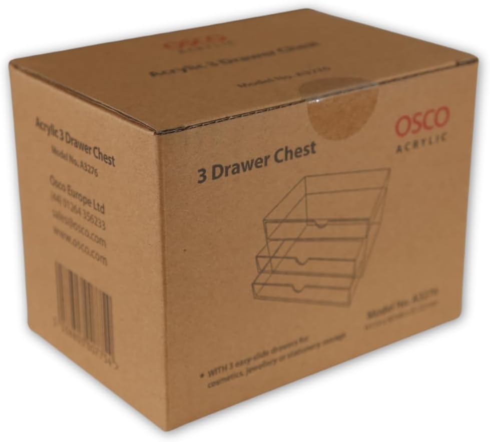 Osco A3276 Magazin mit 3 Schubladen aus klarem Acryl, Transparent Medium (3 Drawer), Medium (3 Drawe