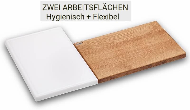 Schneidboard Eiche & Schneidboard Kunststoff - Praktisches Schneidebrett-Set - Made In Germany - 2 x