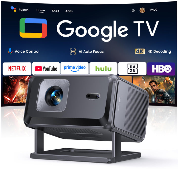 Beamer 4K Unterstützt, Smart Beamer Heimkino 1080P FHD, Autofokus &amp; Trapezkorrektur, WiFi Bluetooth