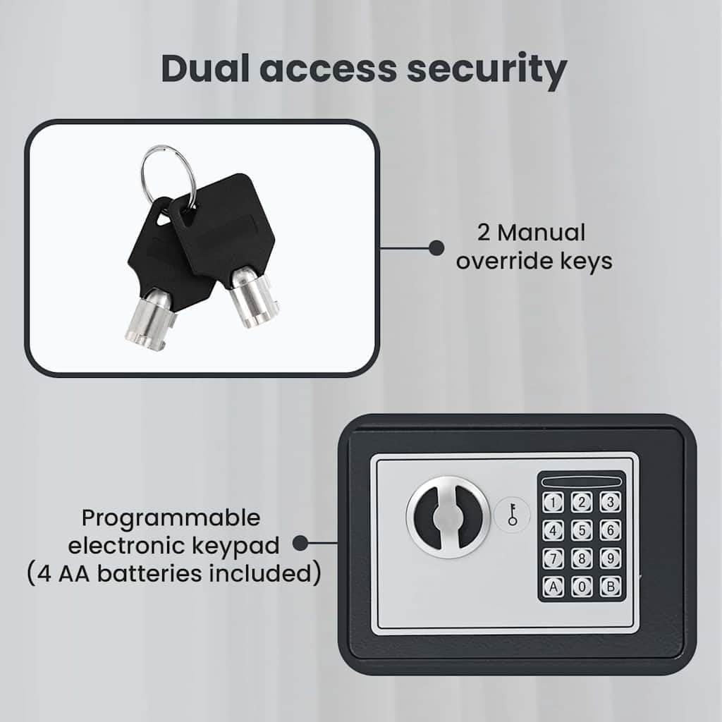 vidaXL Digitaler Safe mit Schloss Dunkelgrau 23 x 17 x 17 cm Stahl, Heim-Büro, moderner digitaler Sa