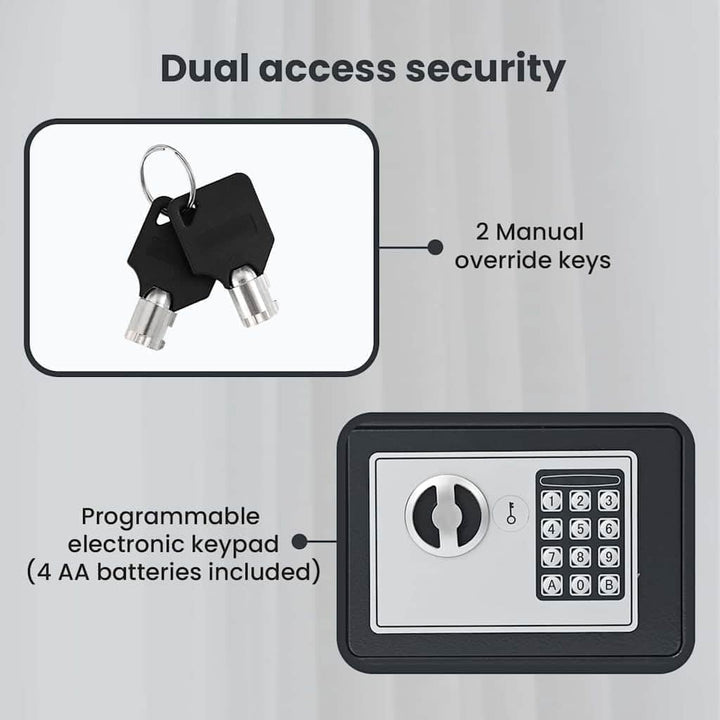 vidaXL Digitaler Safe mit Schloss Dunkelgrau 23 x 17 x 17 cm Stahl, Heim-Büro, moderner digitaler Sa