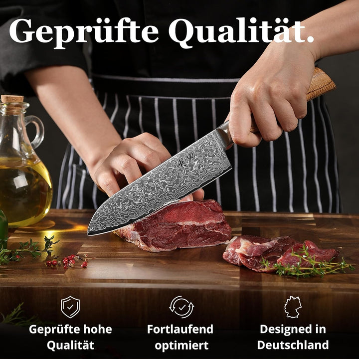 Wakoli EDIB Pro Premium 5er Damastmesser-Set mit 8-20 cm Klingen gefertigt aus 67 Lagen echtem Damas