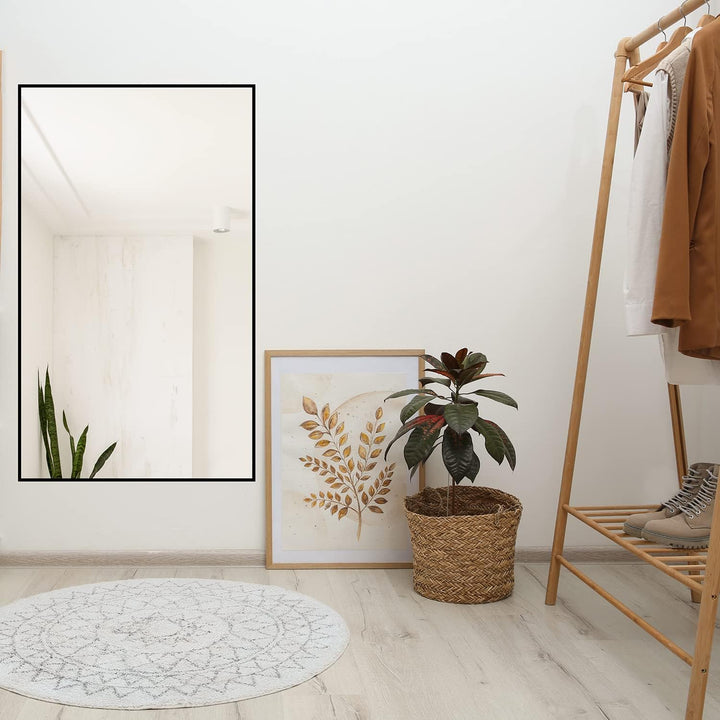 Boromal Spiegel Schwarz 120x70cm Rechteckiger Wandspiegel mit Aluminiumrahmen für Badezimmer 120L x