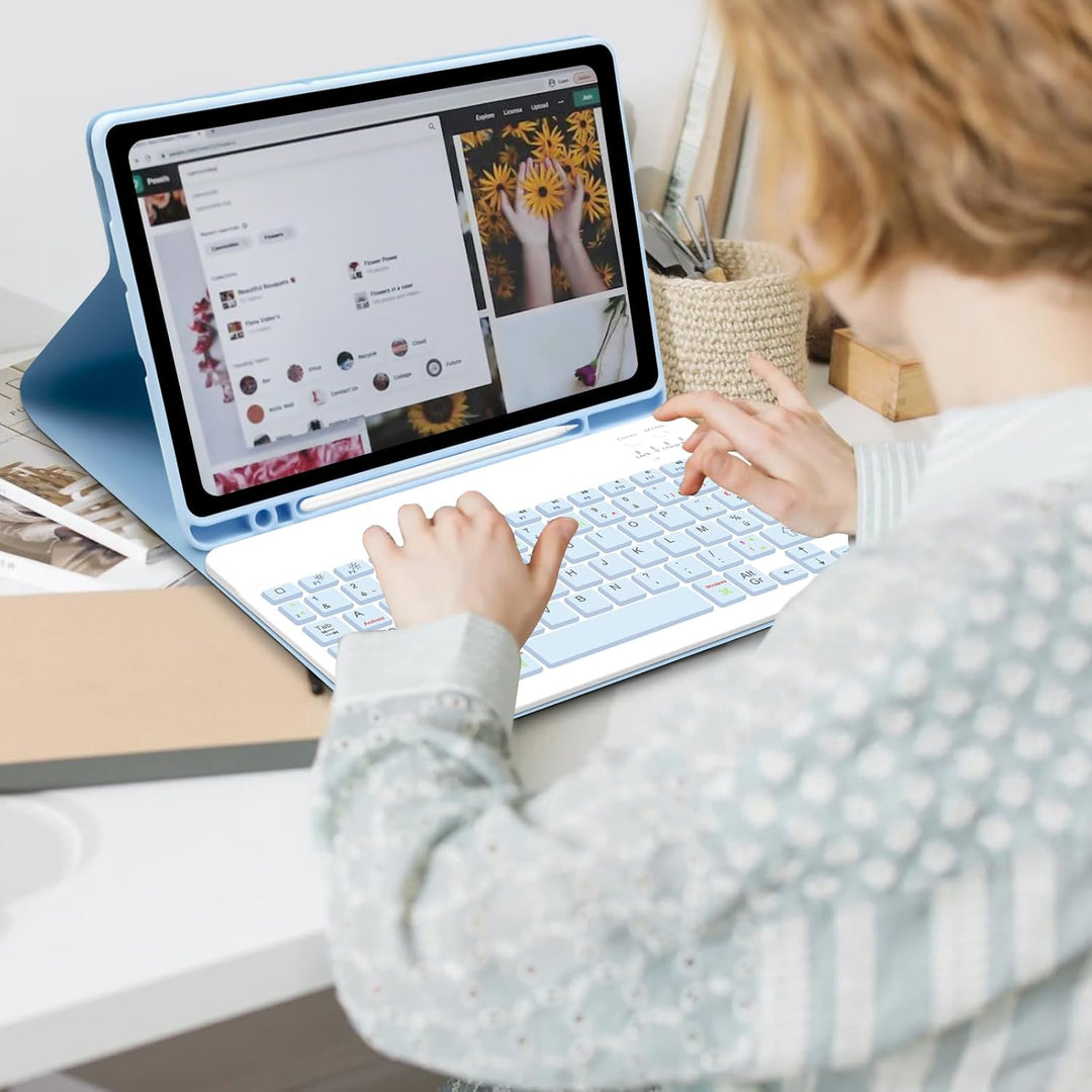 Tastaturhülle für Samsung Galaxy Tab S6 Lite 10,4 Zoll 2024/2022/2020, französisches AZERTY, magneti