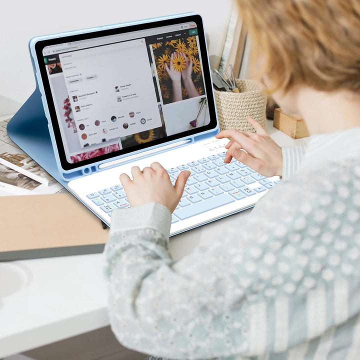 Tastaturhülle für Samsung Galaxy Tab S6 Lite 10,4 Zoll 2024/2022/2020, französisches AZERTY, magneti