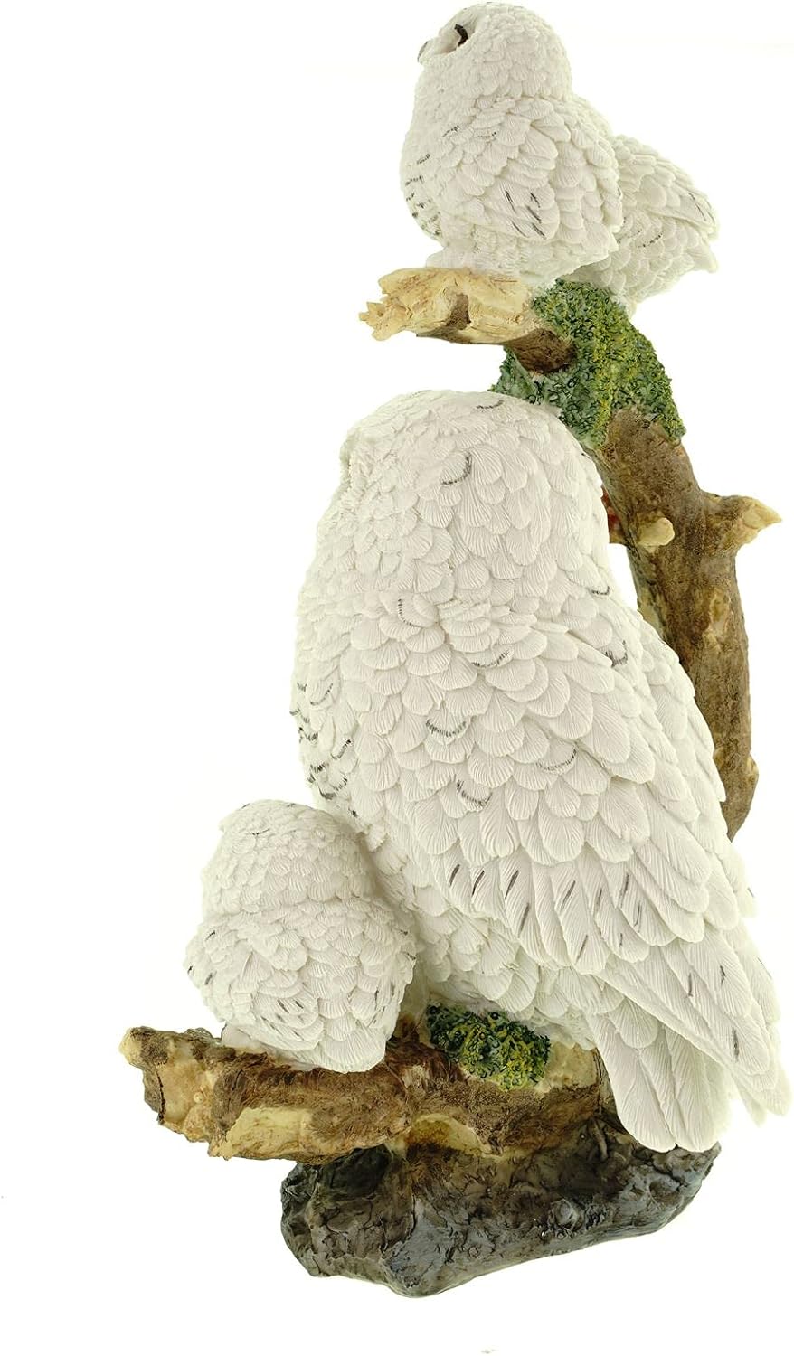 Vogler 839-2667 Schneeeulenweibchen mit 3 Jungen auf AST 32 cm Uhu Eule Tierfigur bunt