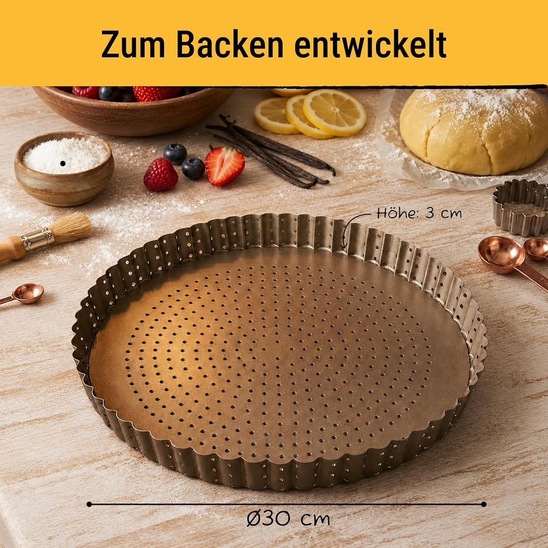 Birkmann, Laib &amp; Seele, perforierte Quiche-, Tarte- und Pizzaform, Ø 30 cm, Backform mit losem Hebeb