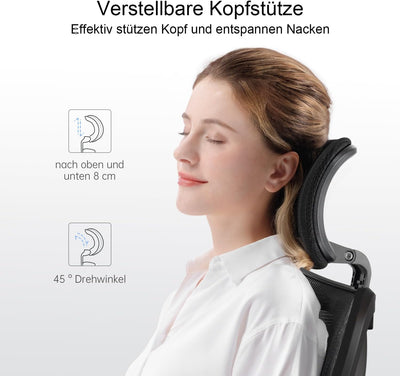 SIHOO Bürostuhl Ergonomischer Schreibtischstuhl, Drehstuhl hat Verstellbarer Lordosenstütze, Kopfstü