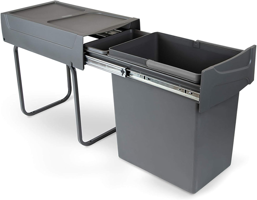 Emuca - Küchenabfalleimer mit unterseitiger Befestigung, ausziehbarer Recycle-Mülleimer, 1x20 L, Sta