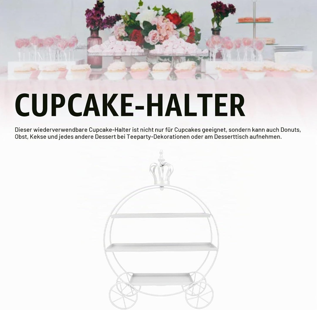 Cupcake-Ständer mit 3 Etagen, Eiserne Tabletts für Cupcakes, Donuts, Früchte, Gebäck, Dessert-Teller