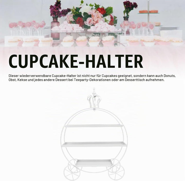 Cupcake-Ständer mit 3 Etagen, Eiserne Tabletts für Cupcakes, Donuts, Früchte, Gebäck, Dessert-Teller