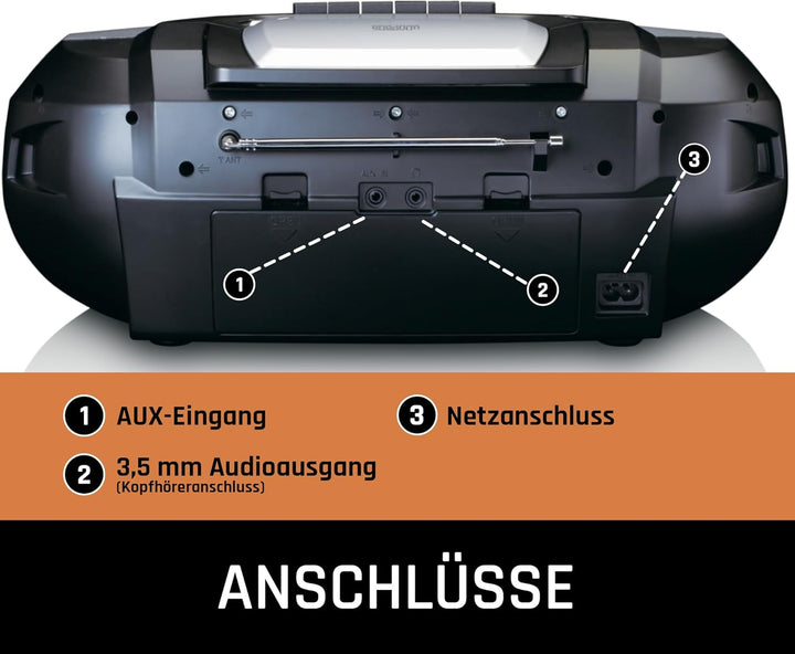 Lenco SCD-720 - Boombox DAB+ - Bluetooth 5.0 - Toploader CD/MP3-Player - Kassettendeck - FM Radio -