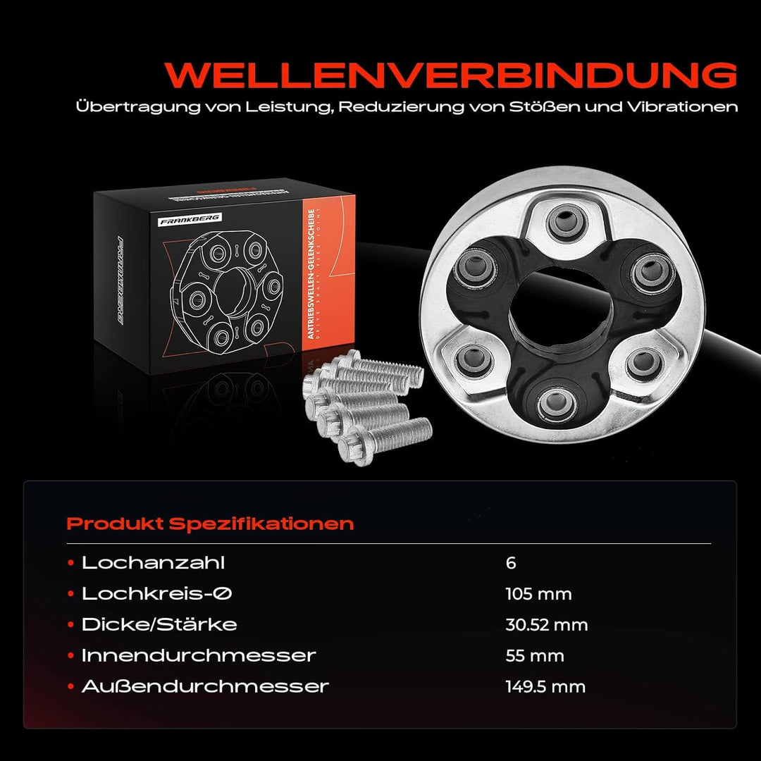 Frankberg Gelenkscheibe Hardyscheibe Kompatibel mit A3 1996-Heute TT 1998-2006 Octavia I/II/III 1999